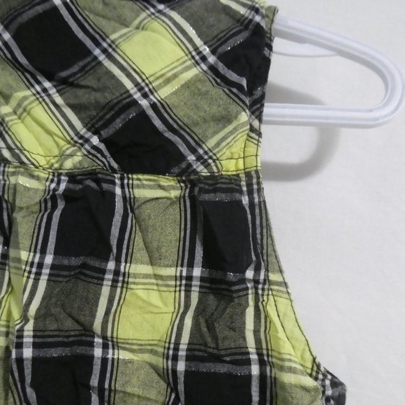 JUSTICE | size 20 | button down plaid tank | tie waist | silver rhinestones - Picture 13 of 15